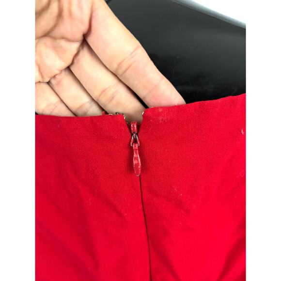 Red Calvin Klein Sleeveless Dress Sz 14 Ruched Front Lined Women's - Picture 14 of 16